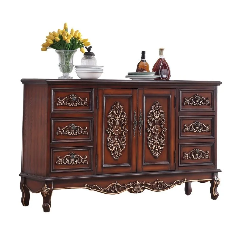 American-style entrance cabinet, retro and old European-style painted solid wood entrance foyer cabinet, carved dining  cabinet