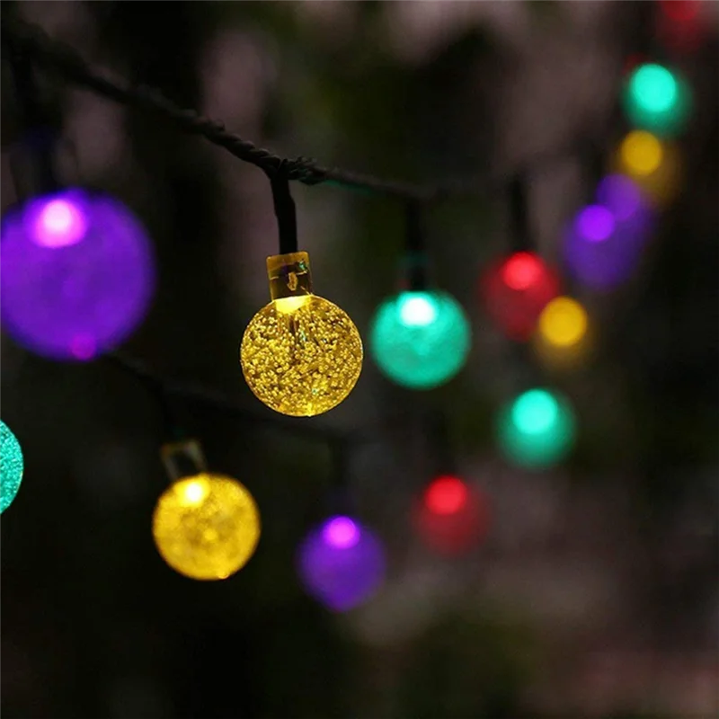 AF90-Lampadine solari Sfera di cristallo 8 modalità 5M Luci a stringa LED Lucine Ghirlande per decorazioni natalizie all'aperto