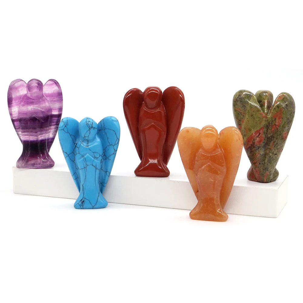 2 "جارديان الملاك تمثال الطبيعية جمشت روز الكوارتز شفاء كريستال الطاقة حجر التماثيل ديكور المنزل حلية بالجملة #2