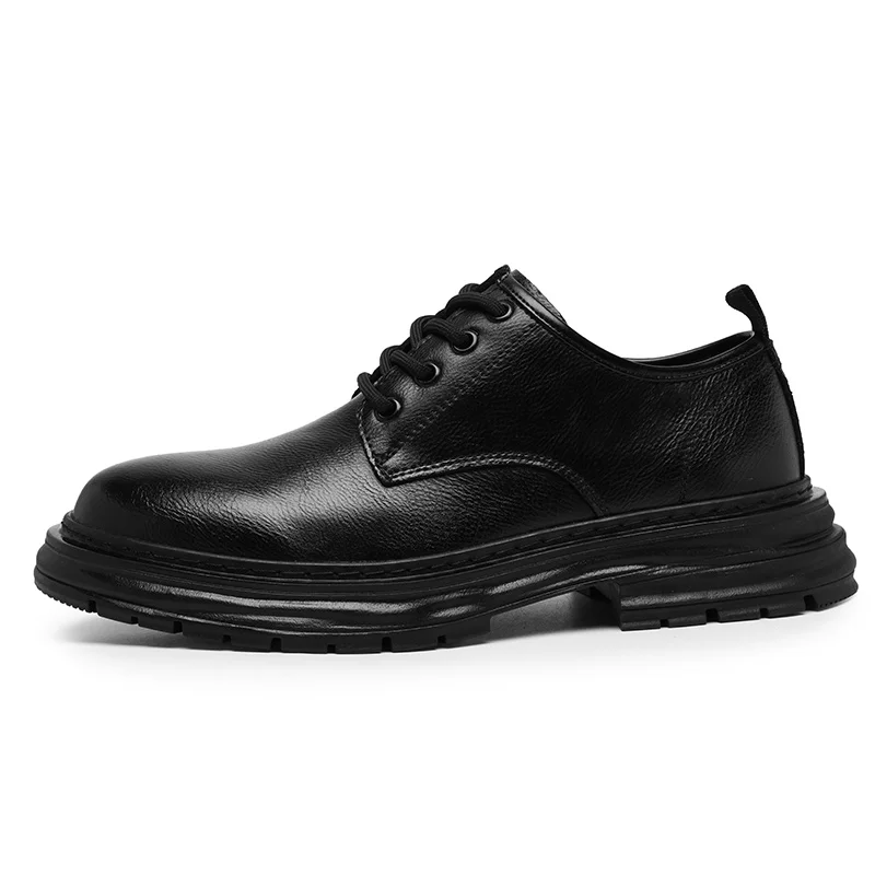 New British-style Black Casual Leather Shoes for Men's Business Formal Wear Large-sized Work Shoes Trendy Size 48
