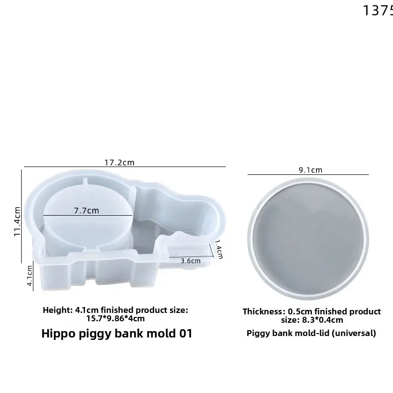 3D Silicone Mold for Epoxy Resin Elephant Pig Hippopotamus Shape Piggy Bank Household Ornament Craft