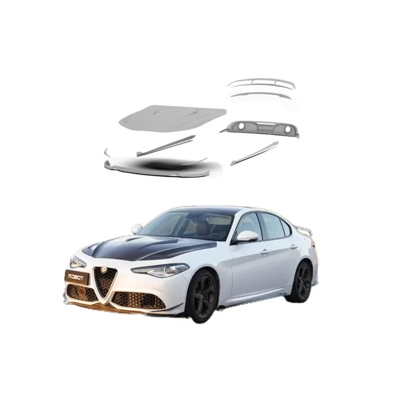 

NewestHigh Quality Body Kit For Alfa Romeo Giulia 17-24 Upgrade Robot Style Auto Part Side Skirt Hood Rear Diffuser Car Pa