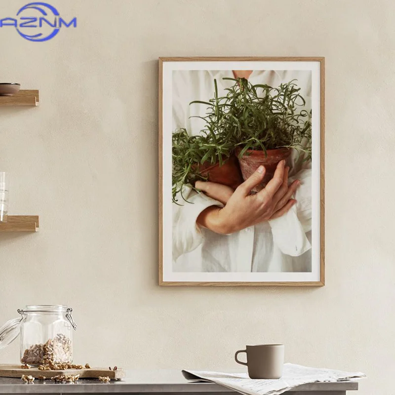 AZNM Artichoke Sunlight Fresh Rosemary Green Plant Fruit Wall Art Canvas Painting Decorative Print Poster Modern Living Room Pic