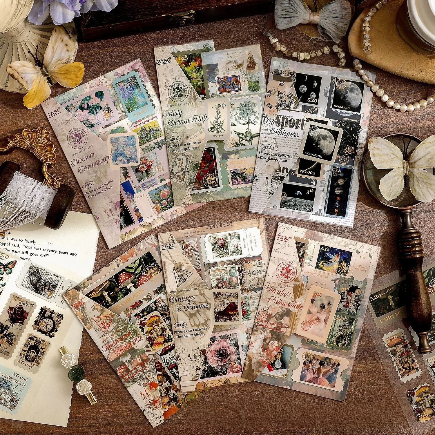 4 Sheets/pack Gold Foil Floral Letter Stickers for Journals Scrapbooks Decor Collection Sticky Notes Album Phone Cup Planner