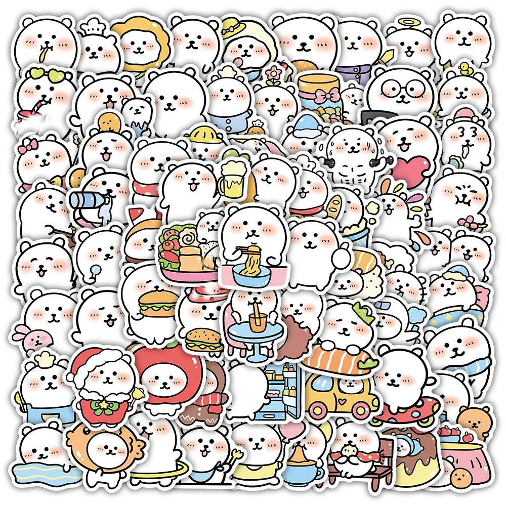 102 pieces of self-deprecating bear stickers for cute decoration of notebooks, journal, desktop wall art