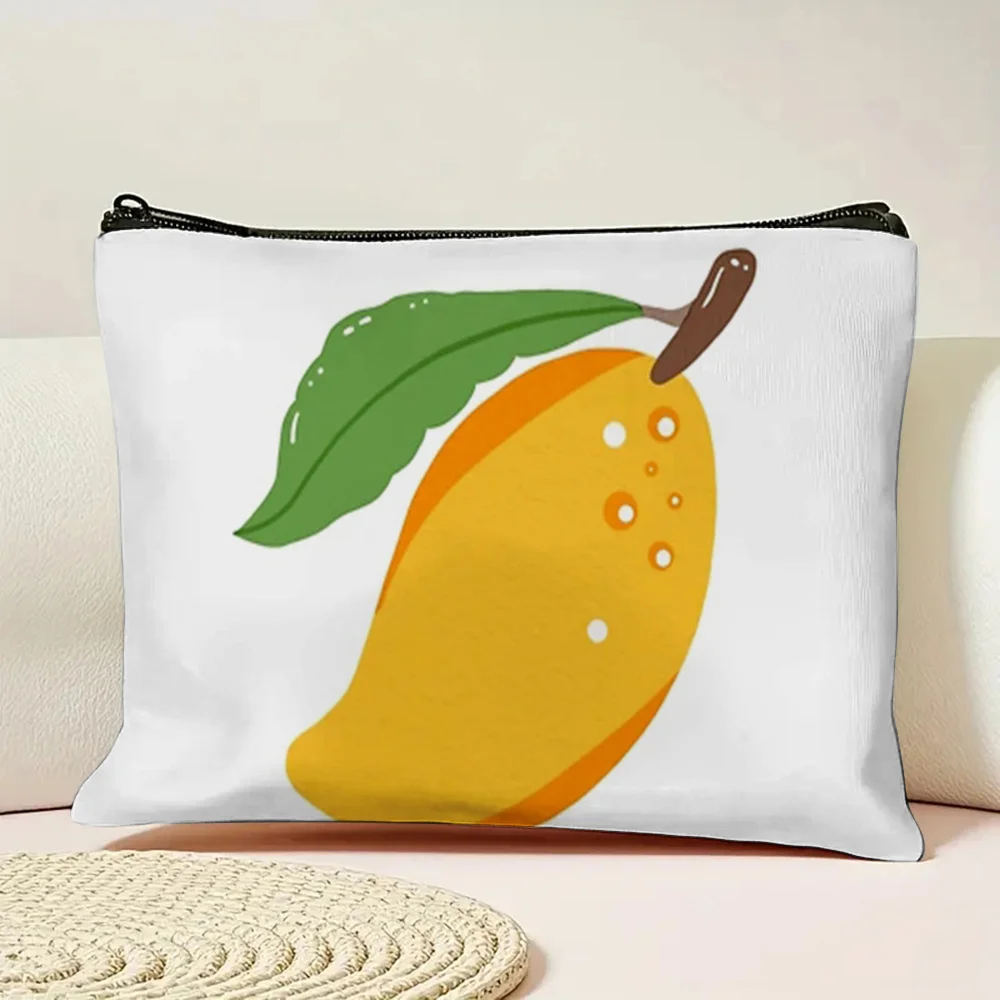 1 Piece Bright Yellow Mango Makeup Bag - Multifunctional Zipper Pouch for Women, Perfect Travel Zipper Storage Bag, Fun Birthday Gift