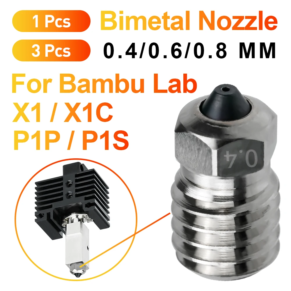 

3Pcs Bimetal Nozzles For Bambu Lab X1 Hotend kit 0.4mm Copper Plating For V1 V2 V3 Hotend Nozzle 3D Printer Parts X1C P1P Series