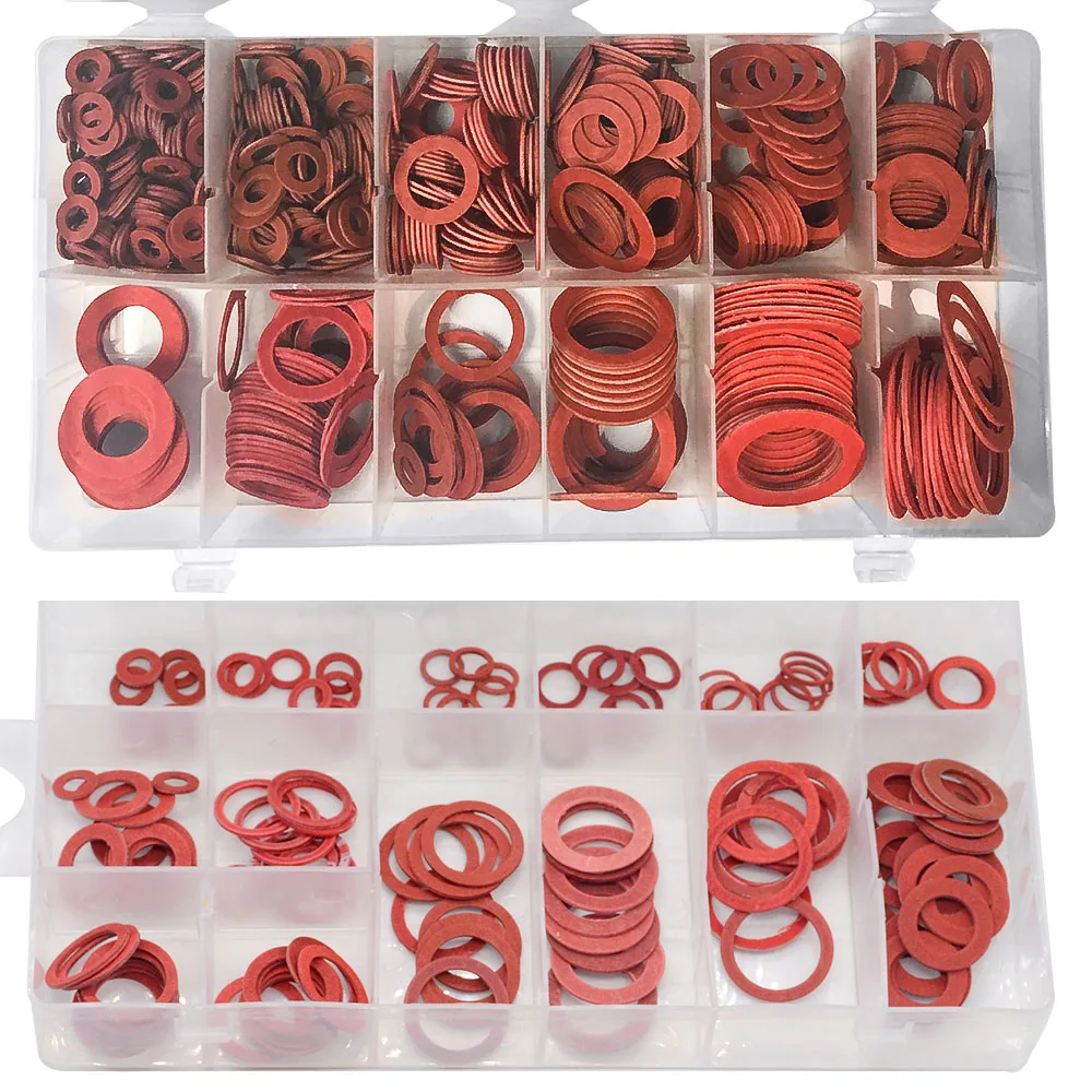 1 Kit 10x5 10x6 10x7 12x8 Steel Flat Pad Insulation Washers Red Paper Meson Gasket Spacer Insulating Spacers Kit 150pcs/set