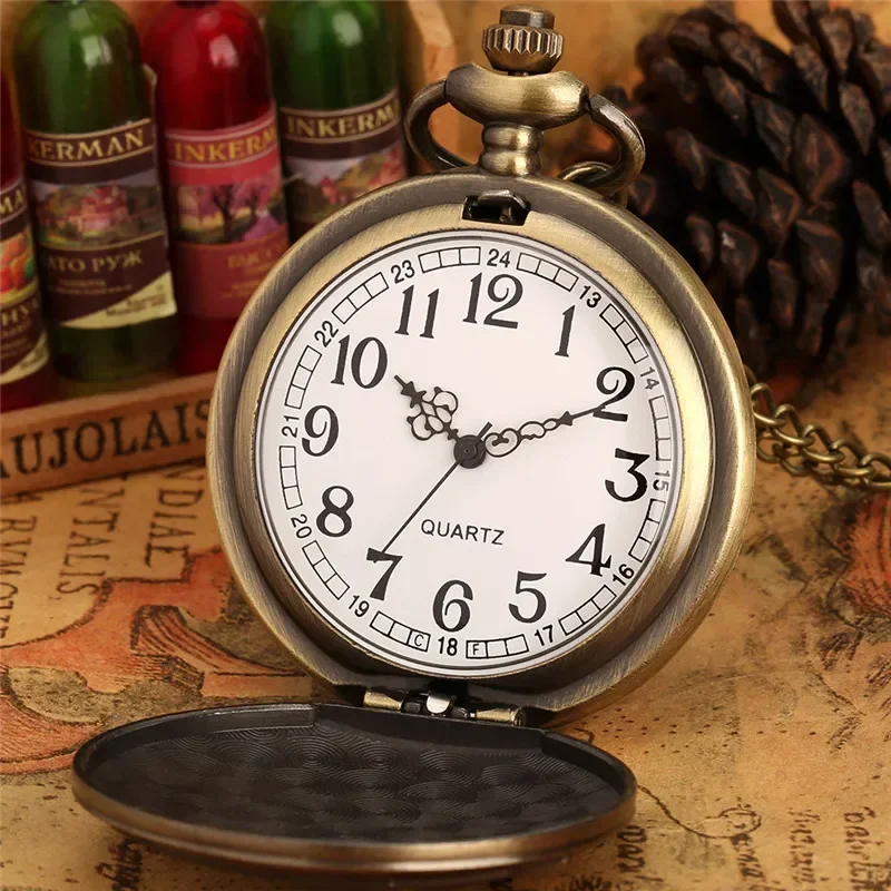 Steampunk Carved Crown 2014 Milan Design Retro Quartz Pocket Watch for Men Women with Fob Sweater Chain Gift Reloj De Bolsillo