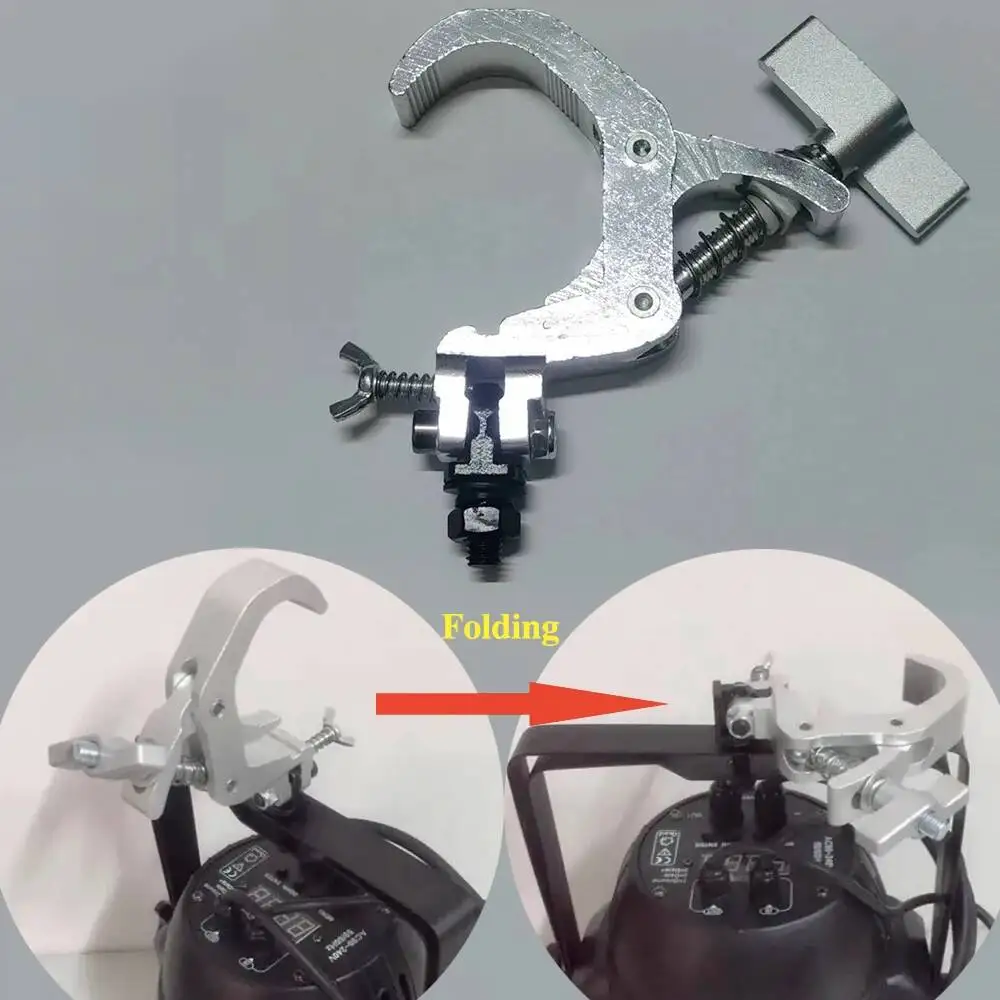 Stage Lighting Heavy Duty Clamp 90 Degrees Foldable Clamp Side Folding Aluminum Alloy Clamp Mount 40-60mm Truss Tube 150KG DJ