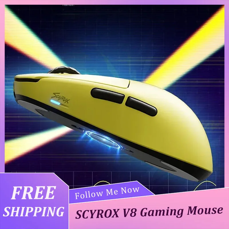 In Stock SCYROX V8 mouse 8K Wireless Ultra-Lightweight 36g Gaming Mouse Ergonomics PAW3950 E-Sports Gamer Valorant Gaming Mouse