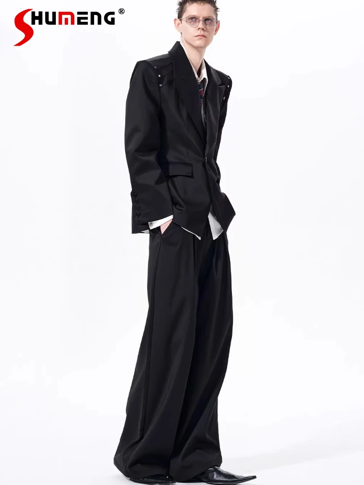 

Men's 2026 Spring New Suit Sets High-end Loose Suit Jackets Trendy Men's A-line Wide-leg Trousers 2pcs Handsome Two-piece Sets