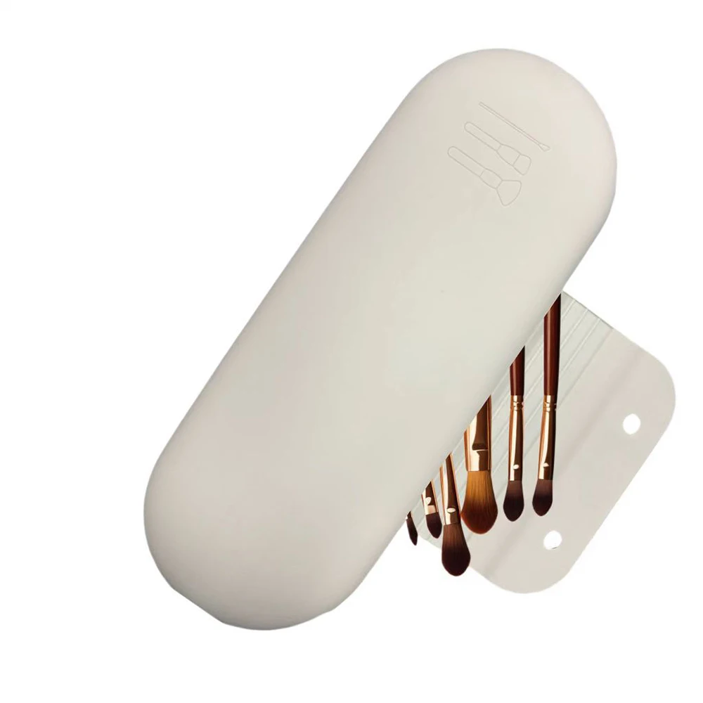 1 PC Silicone Makeup Brush Soft Portable Cosmetic Face Brushes Large Capacity Makeup Brush Bag Washable Makeup Pouch Holder Case
