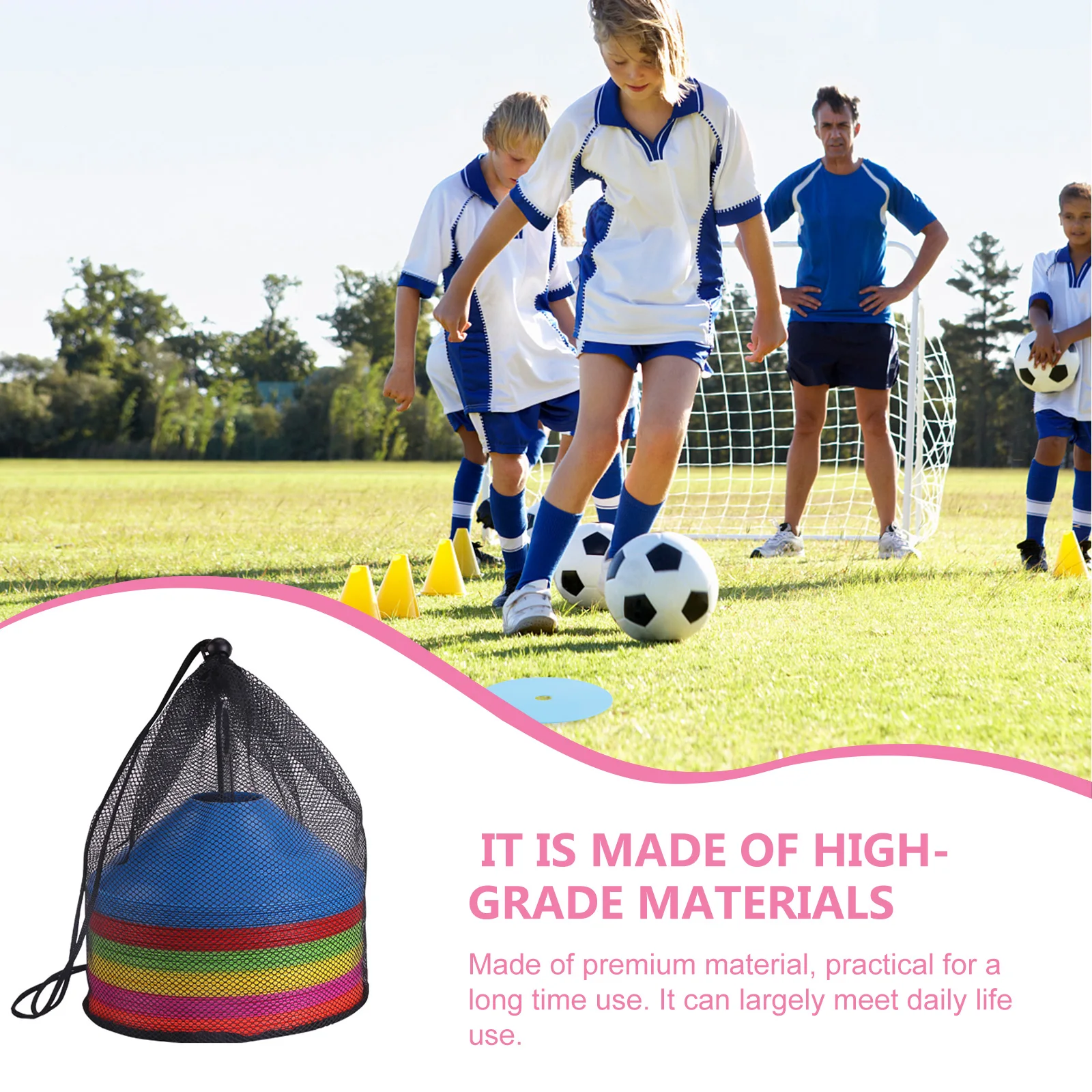 

4Pcs Cone Marker Mesh Bags Oxford Cloth Drawstring Portable Sports Supplies Tool Storage Lightweight Practical