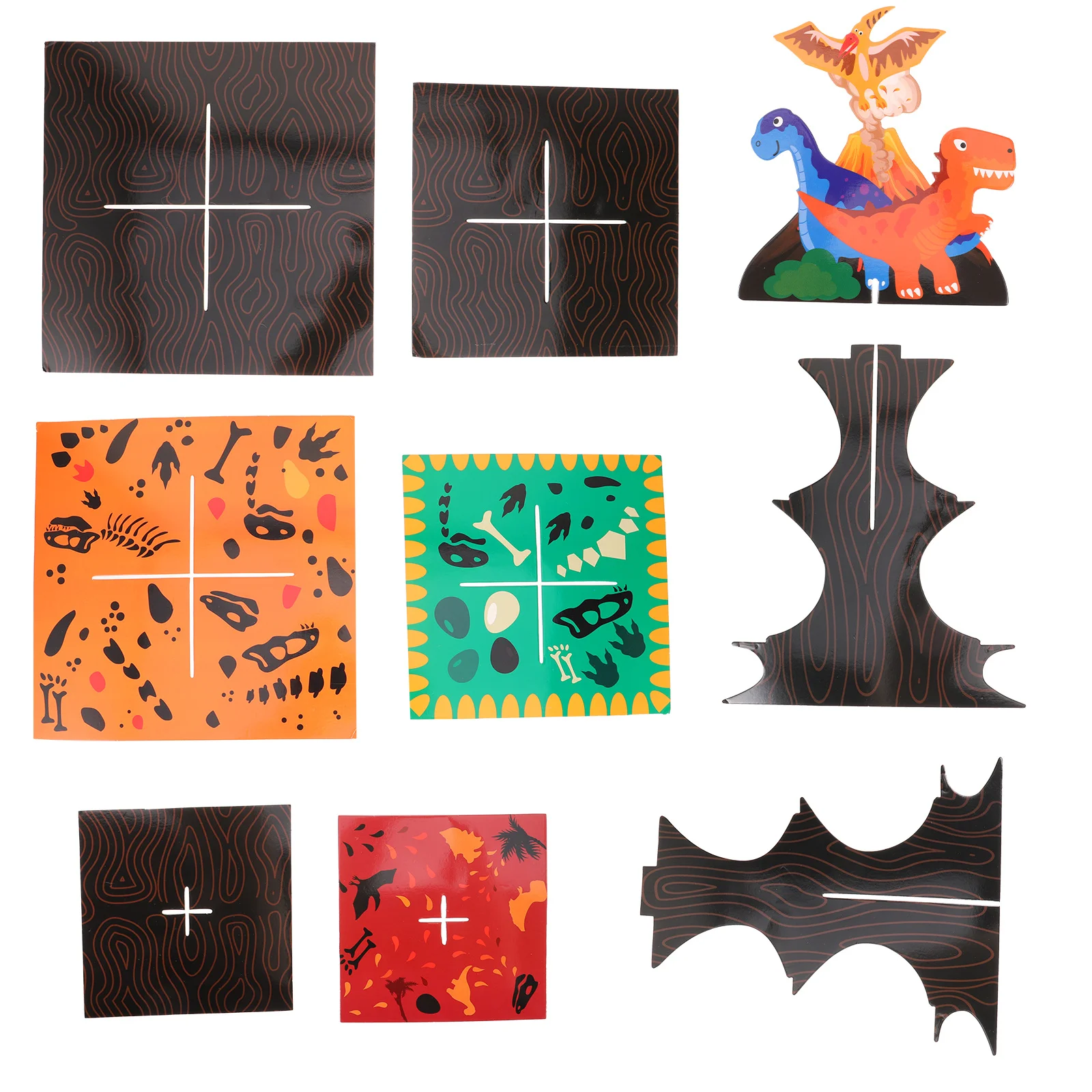 3-طبقات ديناصور كعكة حامل الورق المقوى عيد ميلاد الحلوى حامل كب كيك عرض برج الغابات زينة الحفلات العرض #4