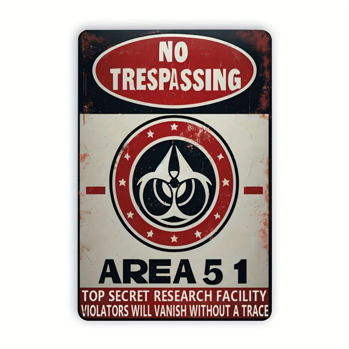 Area 51 No Trespassing Retro Metal Sign - Durable Iron Wall Art Decor for Home, Garage, Restaurant, Cafe, Bar, Club Vintage To