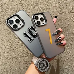 Football Numbers 10 7 9 Cover Phone Case For Apple iPhone 16 14 15 11 12 13 Pro Max PLUS Matte Plating Hard Shockproof Case Capa