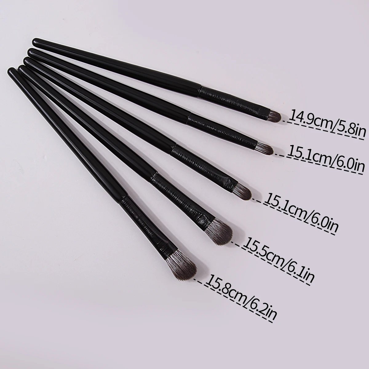 Brochas de maquillaje de ojos, 5 piezas, negro, Natural, sintético suave, profesional, delineador de ojos, cejas, sombras de ojos, mezcla de herramientas de maquillaje