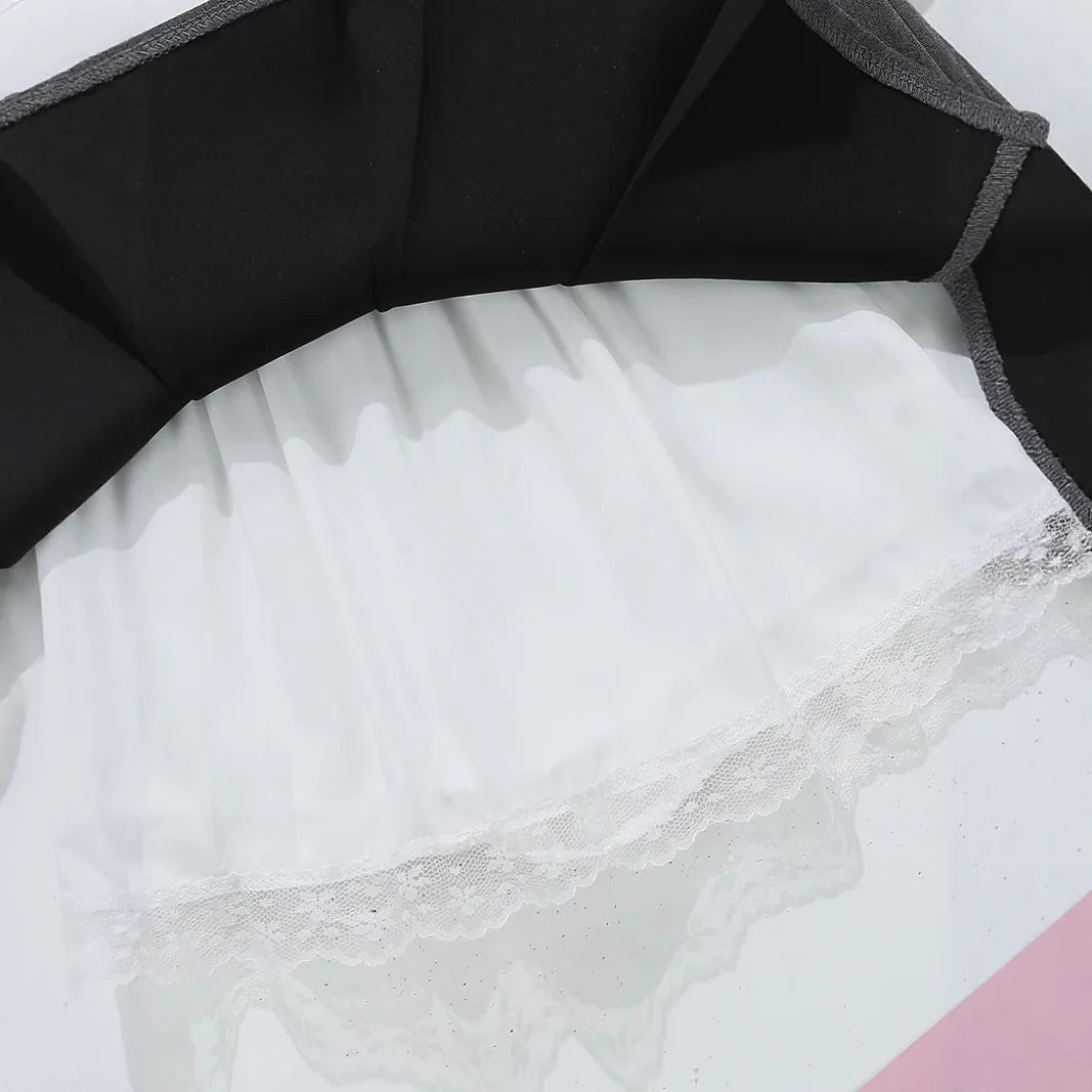 2026 Nieuwe Boog Grijze Rok Hoge Taille Kant Splicing Split Een Woord Plooirok Dames