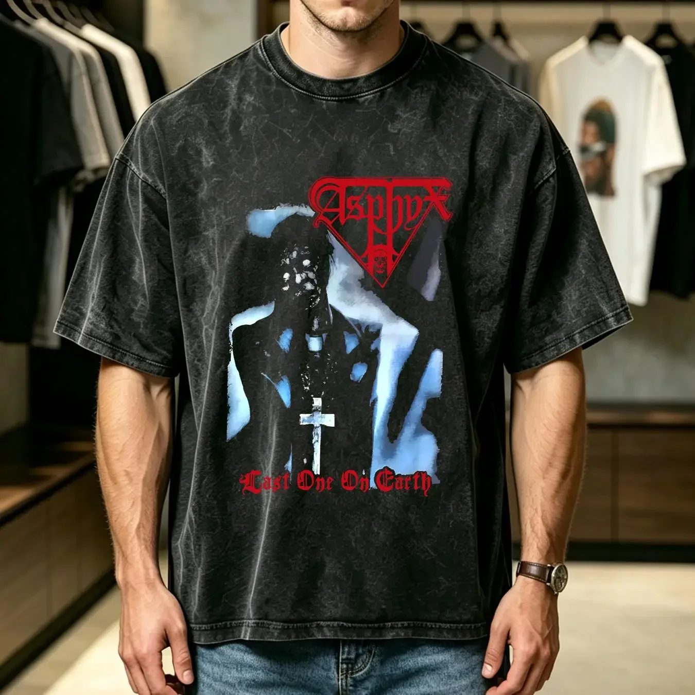 washed T Shirt Asphyx Last One Earth Death metal Pestilence Gorefest Morgoth Entombed vintage Washed fashion Stretched Slightly