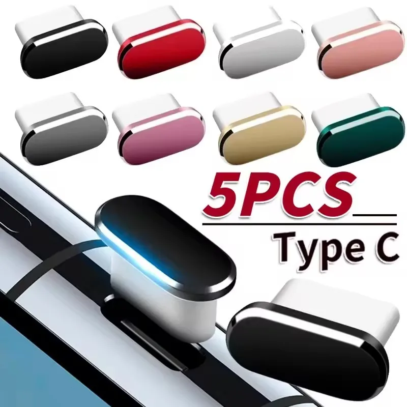 Metal USB C Dust Plug Mobile Phone Type-C Charging Port Protector Cap Dustplugs for iPhone 15 16 Samsung Galaxy S25 S24 Xiaomi