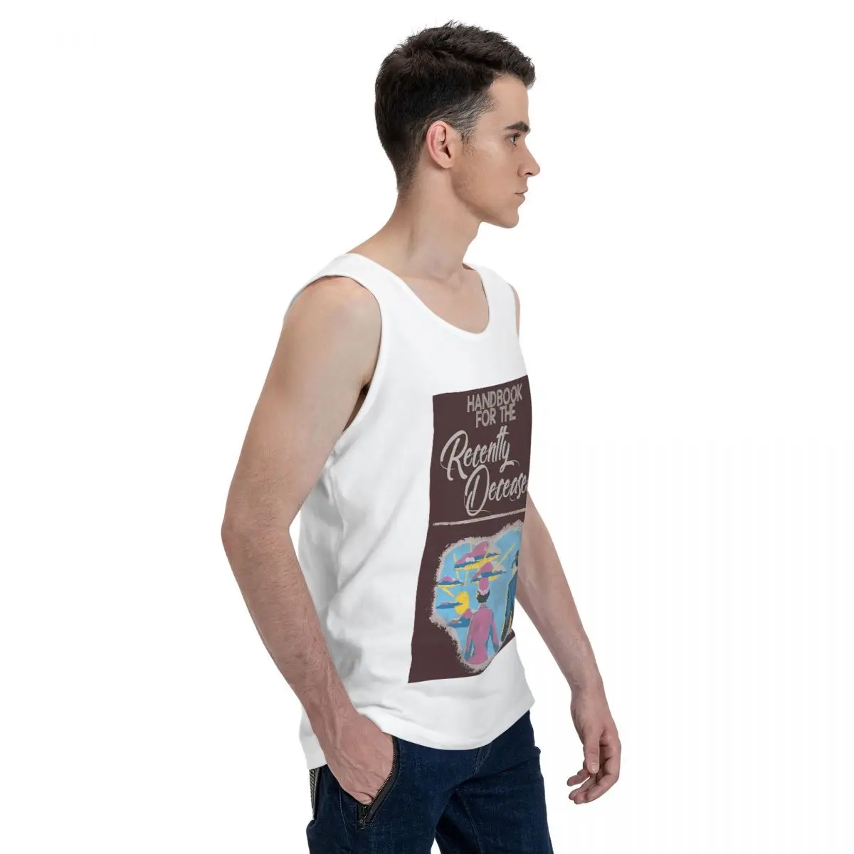 Handbook For The Recently Deceased 100% Cotton Men's Sweatshirt Vest Sleeveless Clothing Tees Men Tank Tops T-shirt