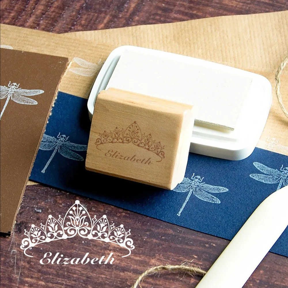 1PC Vintage crown Custom Name Wooden Seal ldeal for Festive Occasions Custom Name Wooden Stamp Daily Office Use