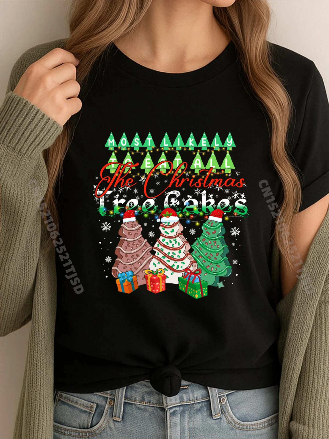 

Eat All The Christmas Tree Cakes Xmas Ugly Футболки с 3d принтом Натуральная роскошная группа футболок