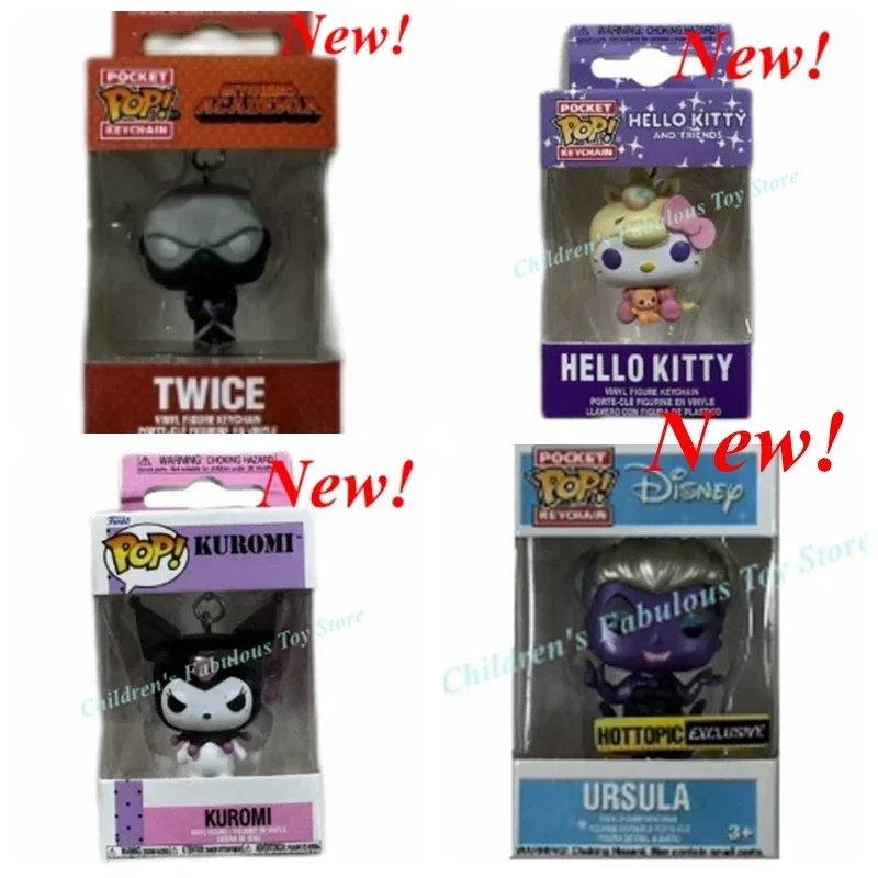 New FUNKO Pocket Keychain Twice Kitty Kuromi Ursula Alien ED&Ein Pa Pa IV PVC Action Figure Collection Model Toys for Gifts