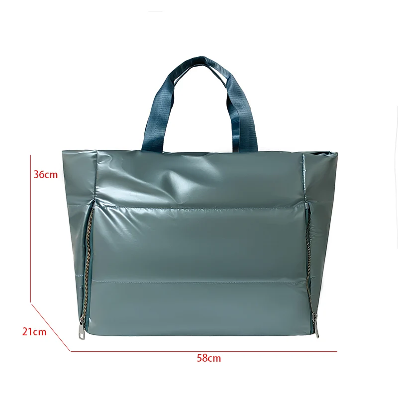 Oversize Casual Travel Bag For Women Waterproof Nylon Padded Tote Bag Quilted Cotton Space Handbag Messenger Fashion Couple Bag