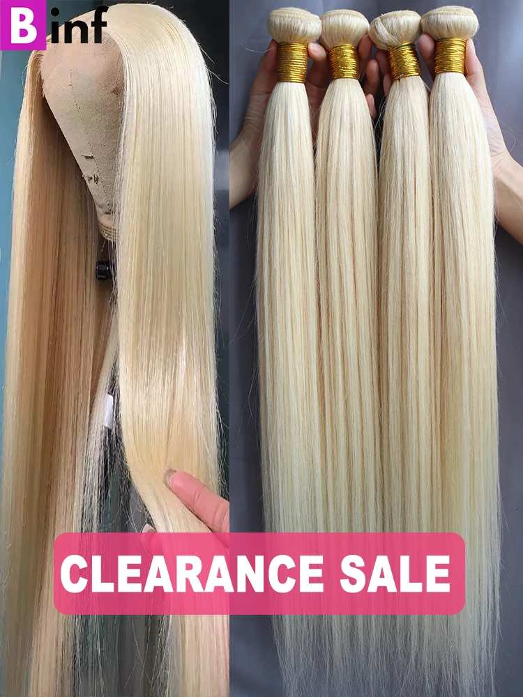 613 Blonde 15A 10-30 Inch Silky Bone Straight 1 2 3 4 Bundles Human Hair Peruvian Remy Hair Double Weave Extension For Women