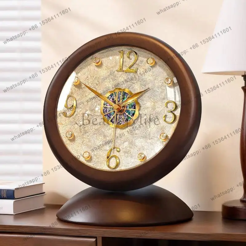 

Round Upgrade Unique Table Clock Wooden Fashion Bedroom Luxury Digital Clock Vintage Nordic Orologio Da Parete Room Decorations