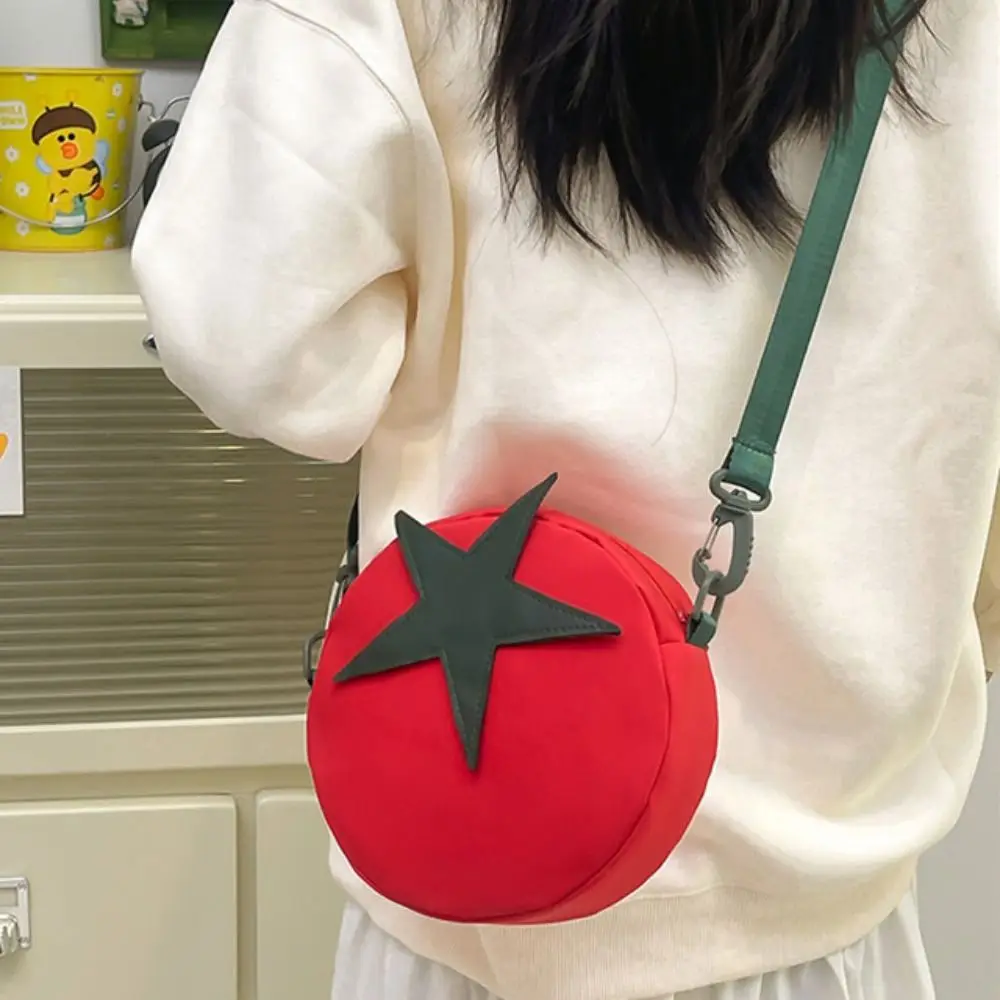 

Message Bag Tomato Shape Crossbody Bag Solid Color Casual Funny Shoulder Bag Zipper Pouch Harajuku Mobile Phone Pack Outdoor