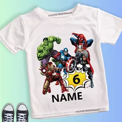 T-shirt d'Anniversaire Personnalisé Marvel Avengers pour Fille et Garçon, Vêtement à Manches Courtes avec Sourire, pour ixd'Anniversaire, Été, 2, 3, 4, 5, 6, 7, 8, 9