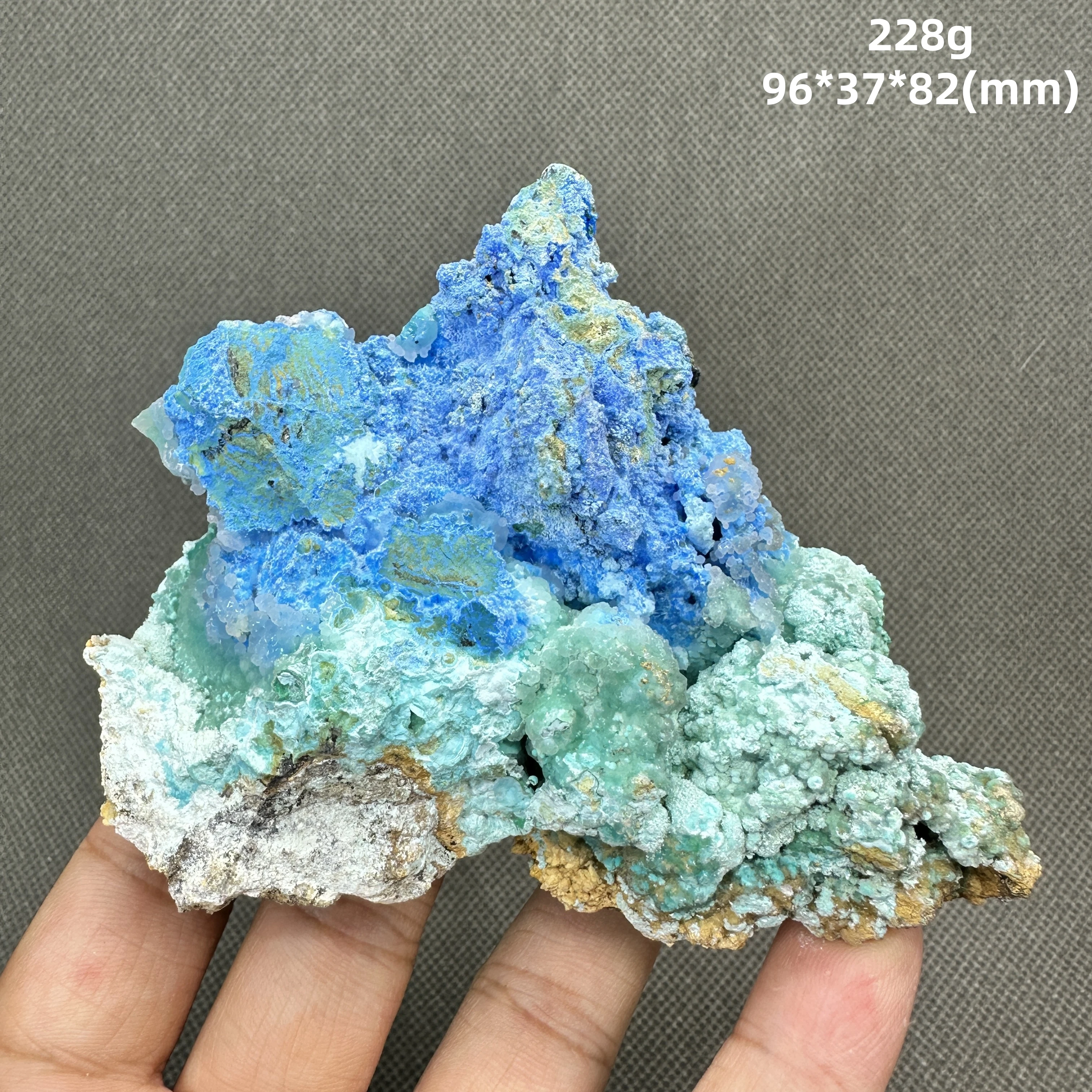 

228 g Natural Cyanotrichite mineral specimen + healing quartz crystals and stones rock gemstone