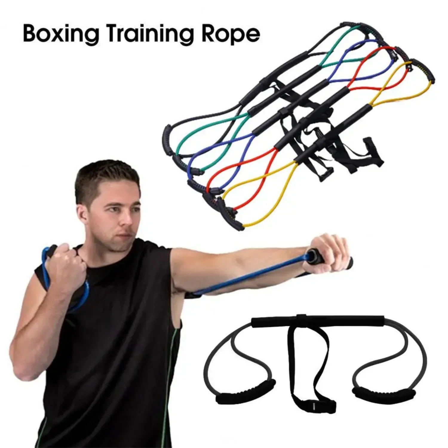 1PC MMA Boxing Resistance Rubber Training Bands Speed Training Pull Rope Muay Thai Karate Power Workout Strength Gym Equipment