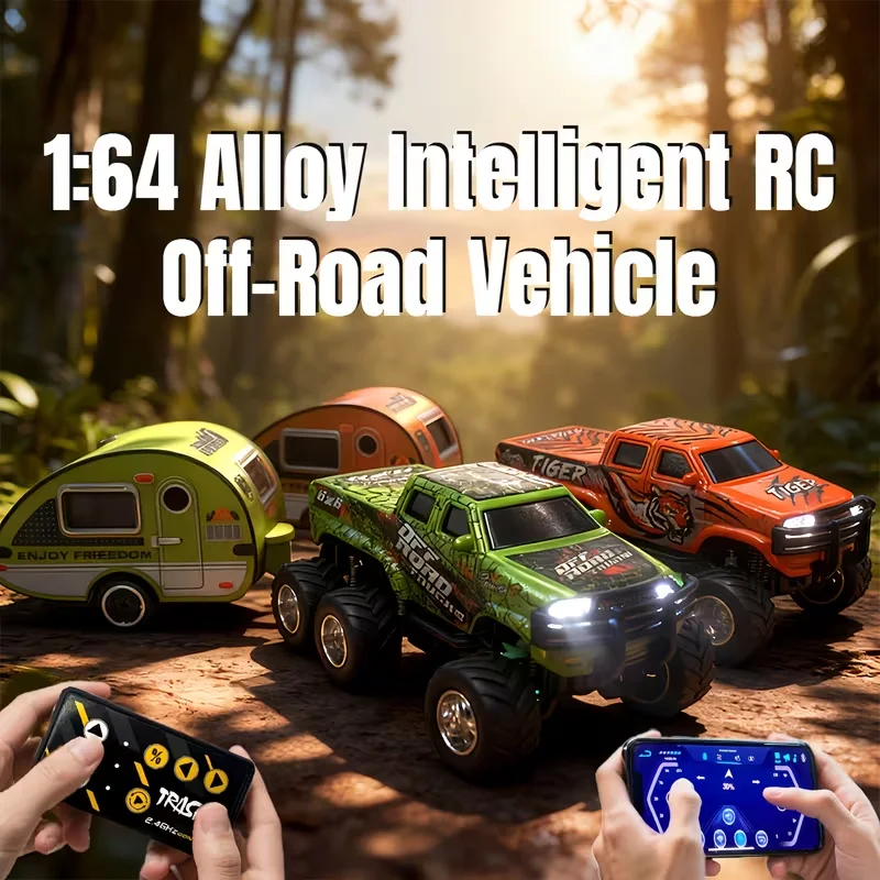 

1:64 Scale RC Off-Road Pickup Vehicle | Heavy-Duty Alloy Body, Smartphone APP Touchscreen Contro