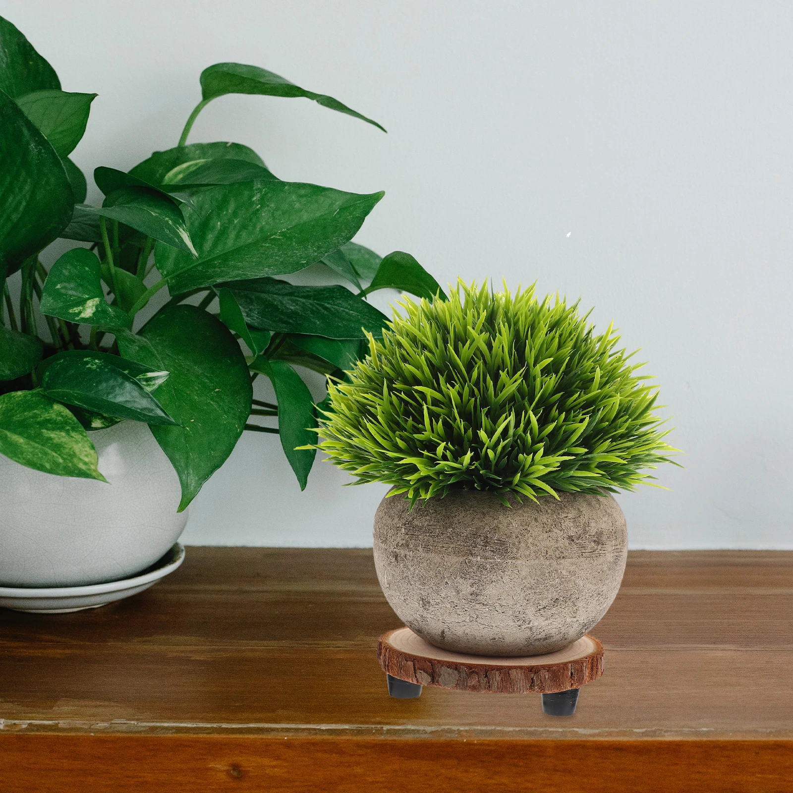 

4pcs Round Wood Chip Base Plant Stand 8cm Diameter 2cm Height Flower Pot Holder Balcony Garden Planter Supplies