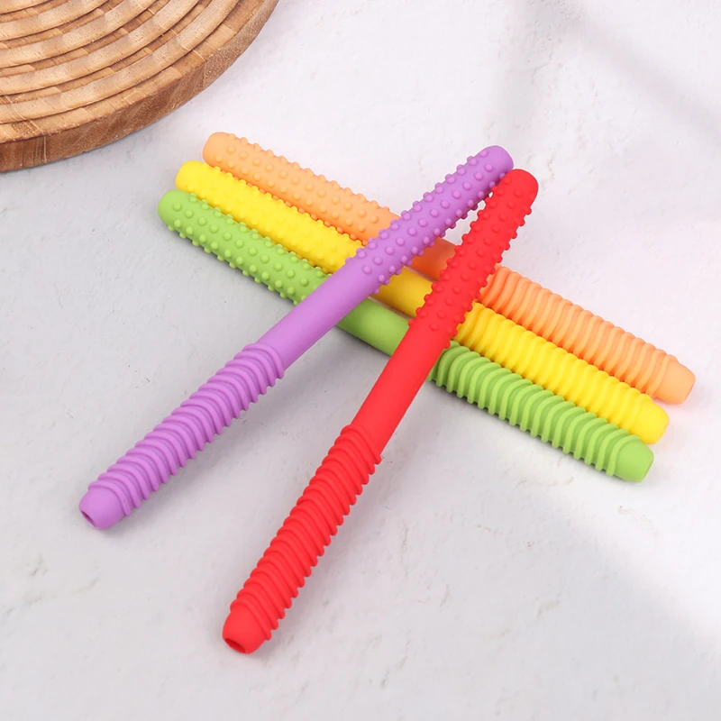 어린이 씹는 튜브 언어 치료 치아 마사지기 속이 빈 어금니 빨대 아기 치발기 손잡이 구강 근육 훈련 치아발육 장난감