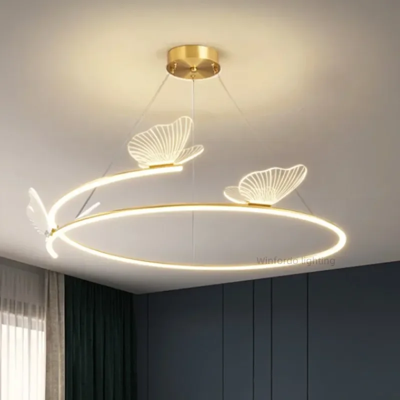 Imagem -06 - Lustre de Borboleta Moderno e Simples com Linha Led Luz Redonda Criativo e Elegante Decoração de Sala de Jantar e Estar Quarto e Quarto 2023