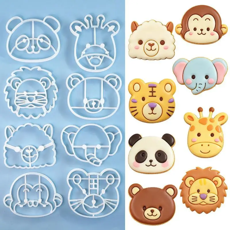1 Pcs Animal Cookie Cutters Set 3D Cute Lion Tiger Giraffe Bear Baking Tools For Pastry Cake Pie Cupcakes Home Kitchen