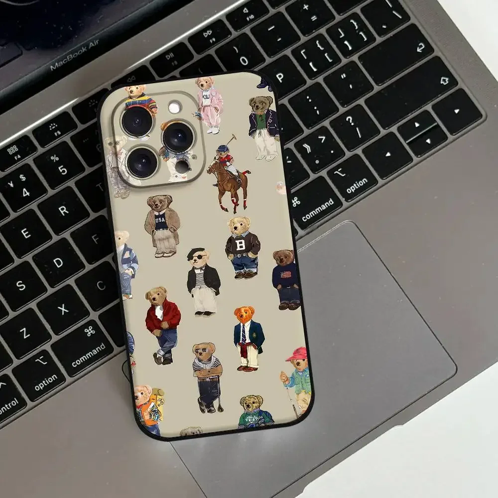 Fashion Teddy Bear Phone Case For iPhone 17 16 15 11 12 14 13 Pro Max Mini XS XR 7 Plus 17E Air Shockproof Silicone Cover Fundas view 4