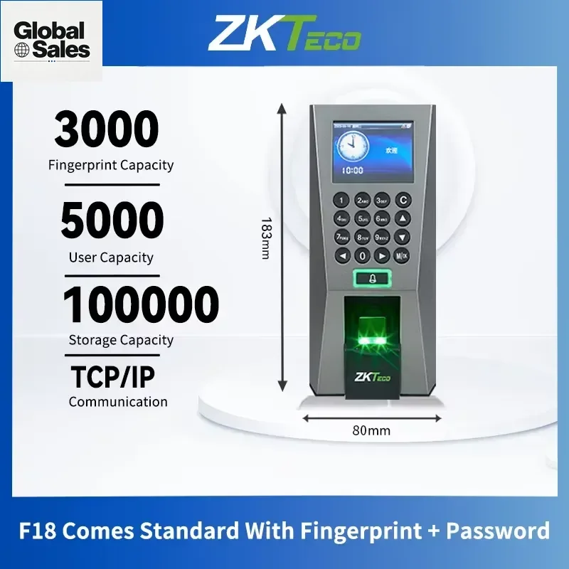 F18 Biometric Fingerprint Access Control and Attendance System with Standalone Verification for Office Security