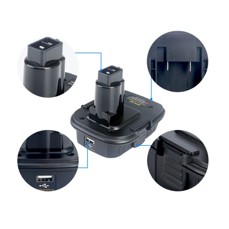 Adaptador de batería BPS18D para Black & Decker/Porter-Cable/batería de iones de litio de 18V de Stanley, convertidor para herramienta eléctrica DeWalt Nickel de 18V