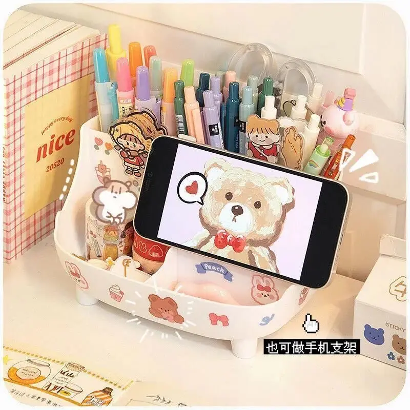 Imagem -04 - Suporte de Caneta de Mesa de Grande Capacidade Bonito Papelaria Caixa de Armazenamento para Meninas Lápis Criativo dos Desenhos Animados Ins Desk Organizer