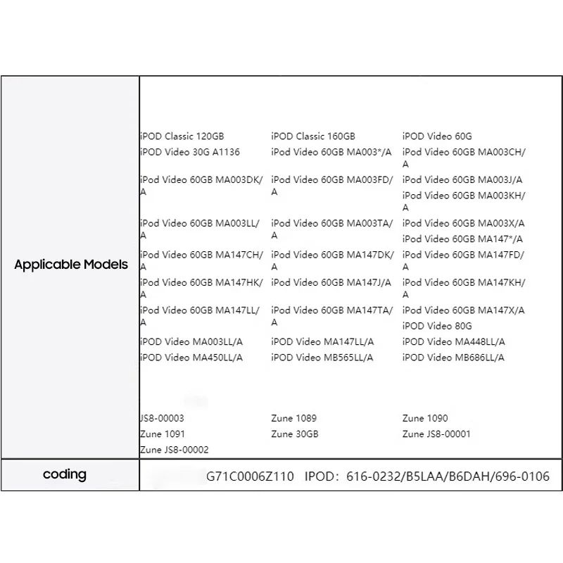 Batería de repuesto 616-0229 616-0232 616-0232 para iPod classic gen 6th 7th 80GB 120GB delgada 160GB iPod 5th Video 60GB 80GB