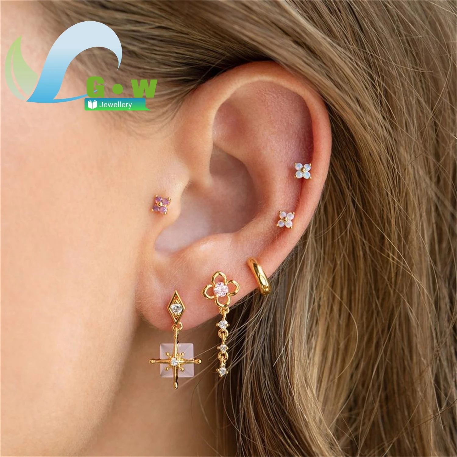 

Модные элегантные серьги-цепочки с цветами, женские серьги-гвоздики в стиле Ins, зеленые циркониевые серьги-подвески, ювелирные украшения, в наличии, оптом