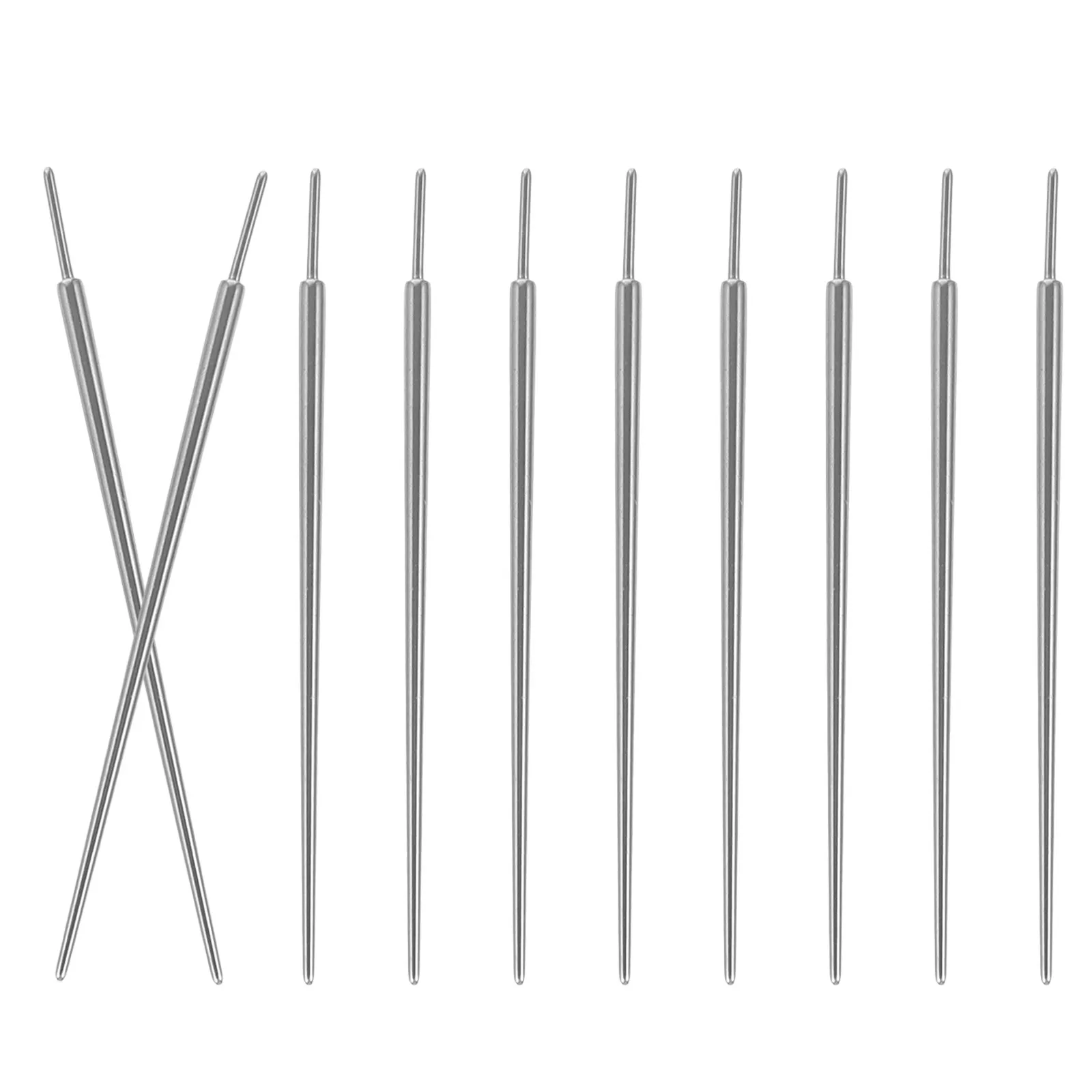 10Pcs Professional Stainless Steel Piercing Taper Needles Set for Ear Nose Navel Lip Tongue Septum Body Piercing Auxiliary Tools