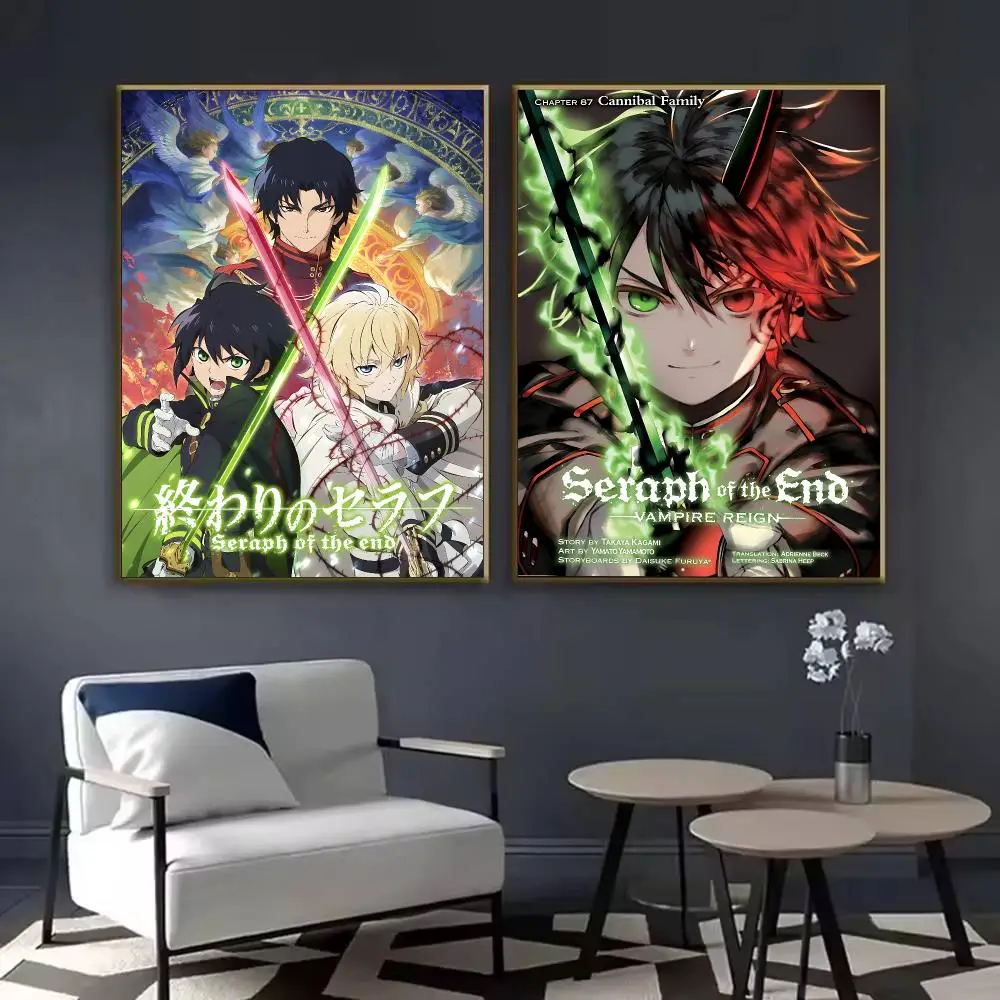 S-seraph Of The End Anime Poster Waterproof Sticky Wall Art Print For Bedroom Living Room Hallway Bar Home Decor