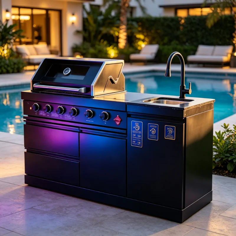 Stainless Steel Outdoor Grill BBQ Station, CE Certified Freely Combined Custom Kitchen Island with Sink